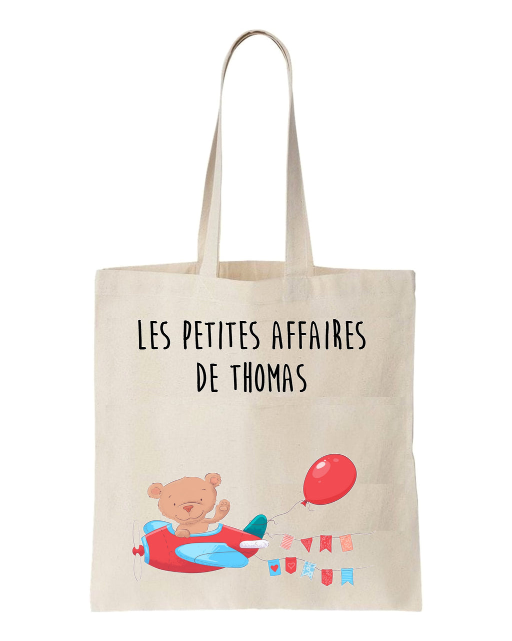 Tote bag enfant nounours en avion