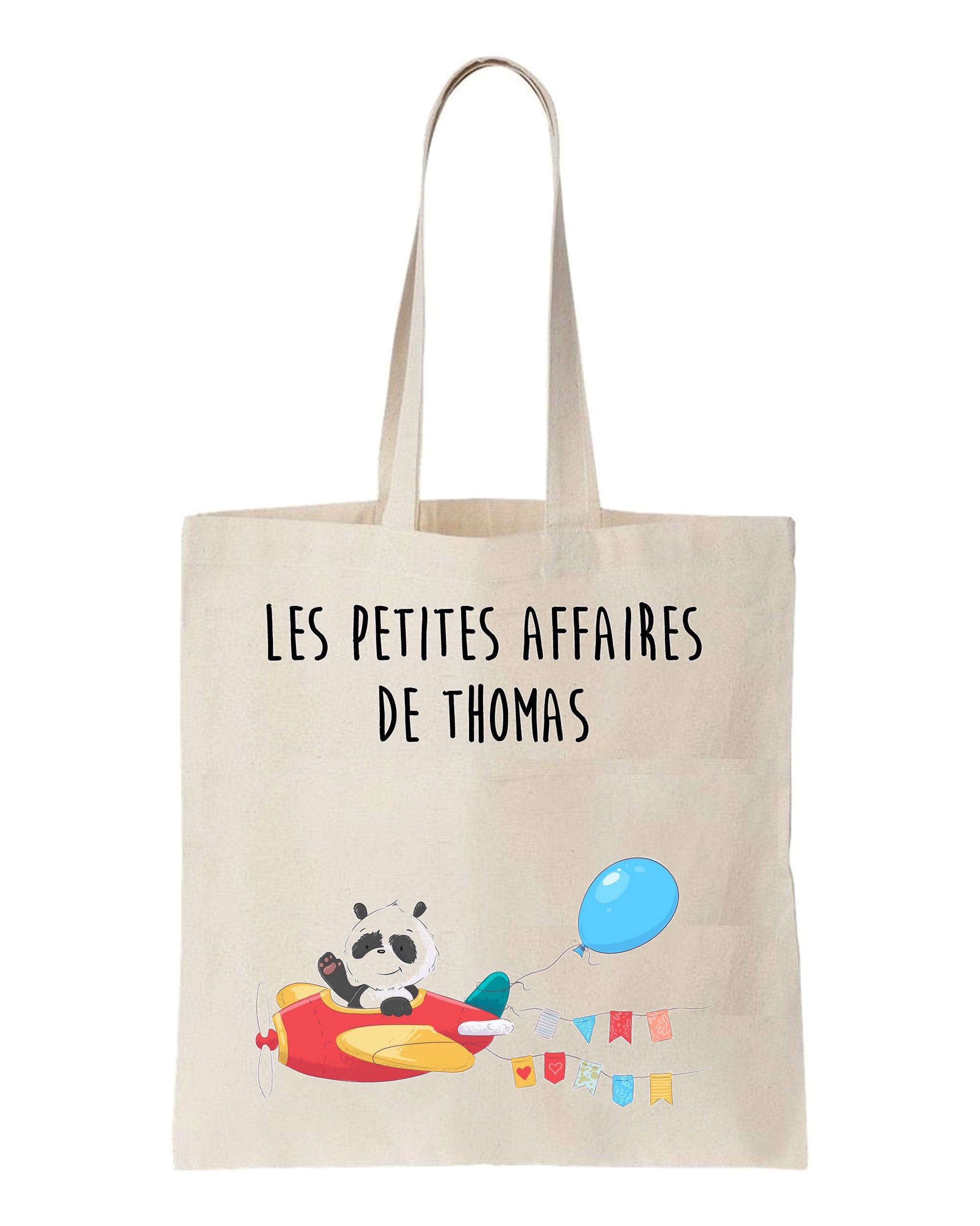 Tote bag enfant panda en avion