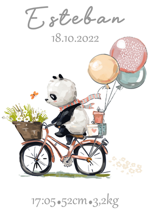 Affiche de naissance personnalisable Panda