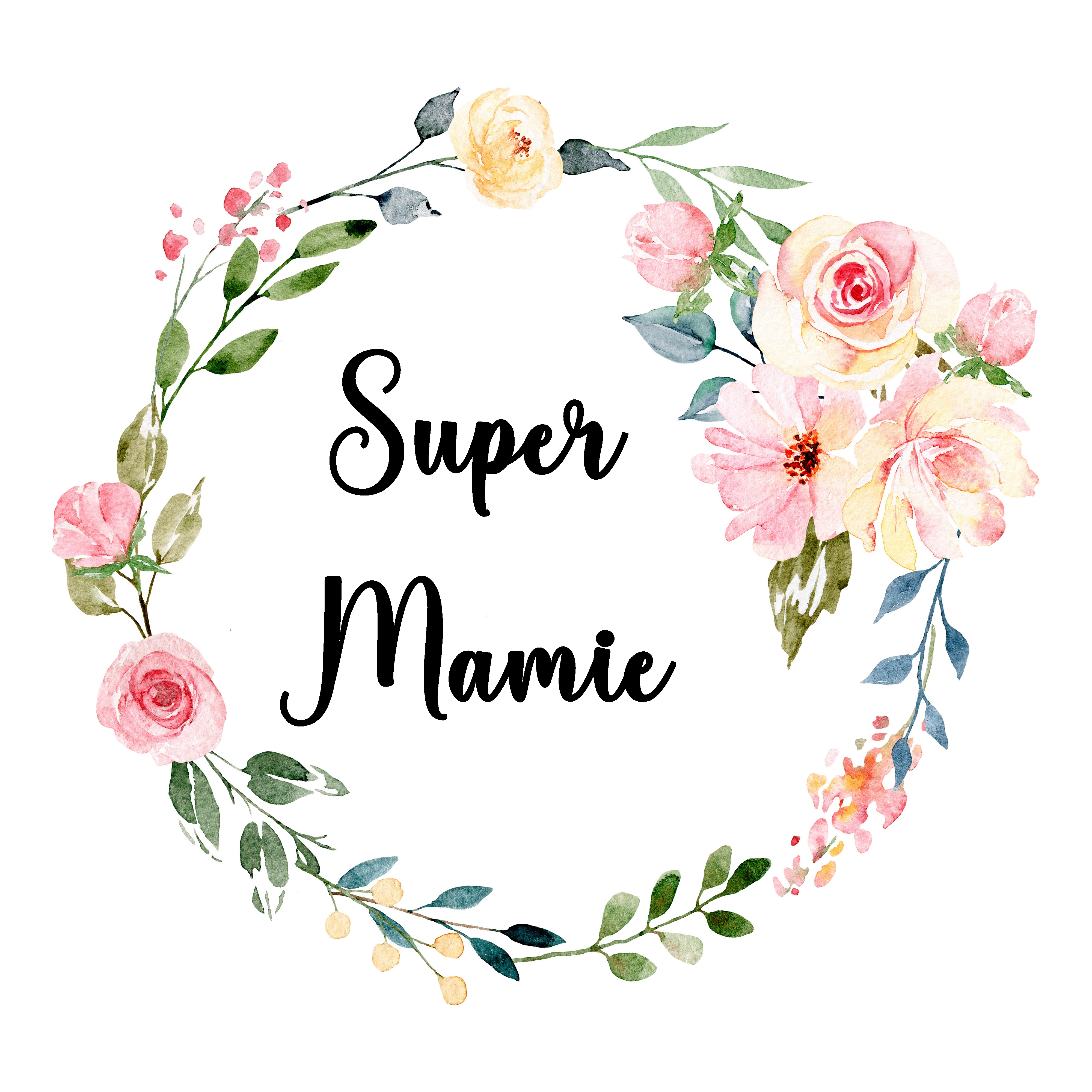 Super Mamie couronne de fleurs roses