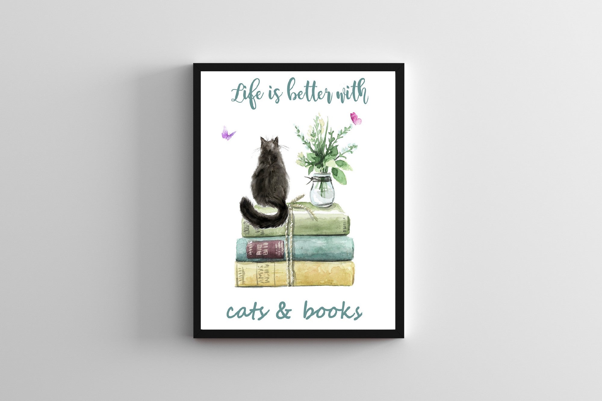 affiche Life is better with cats and books