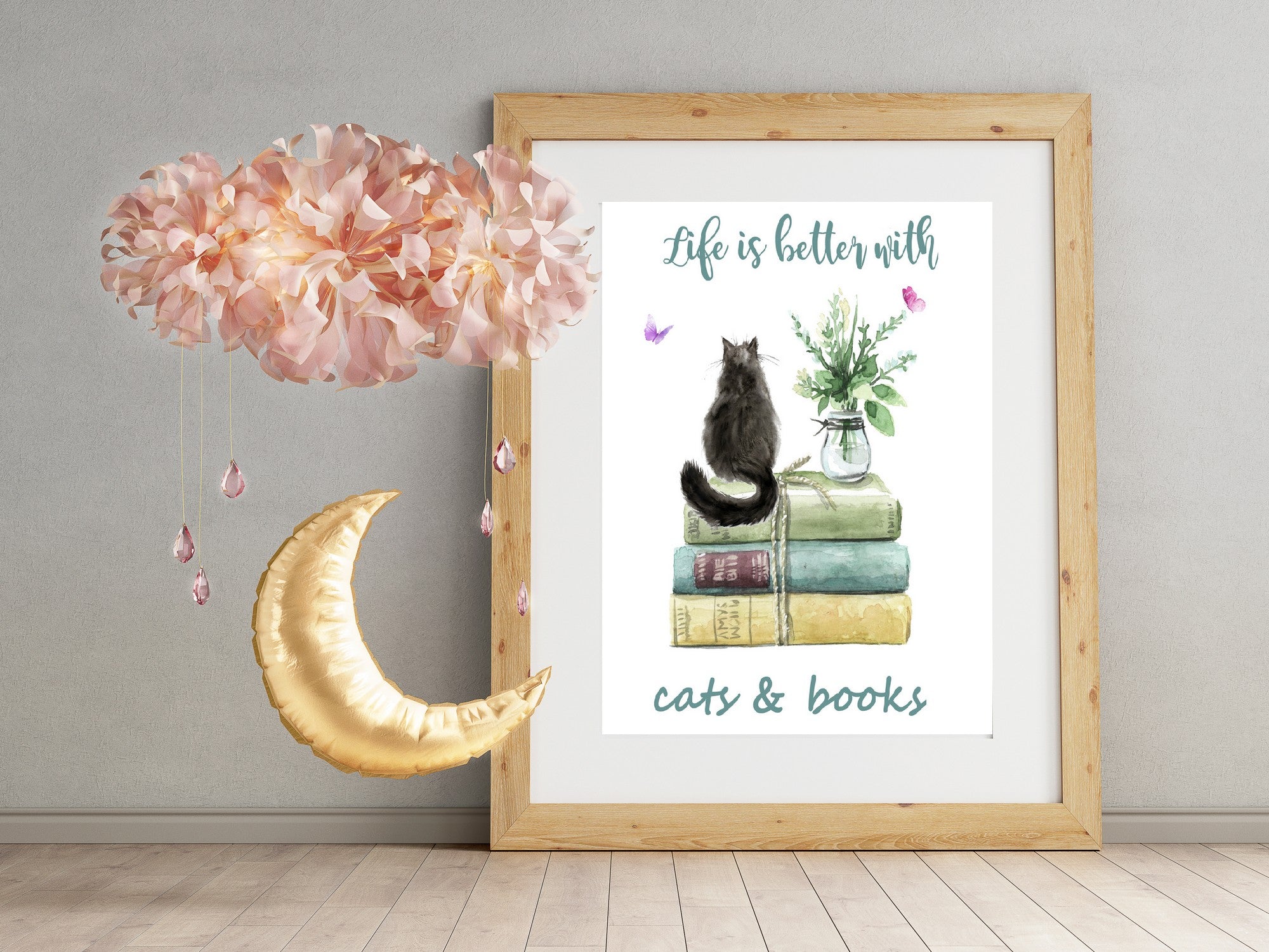 poster Life is better with cats and books