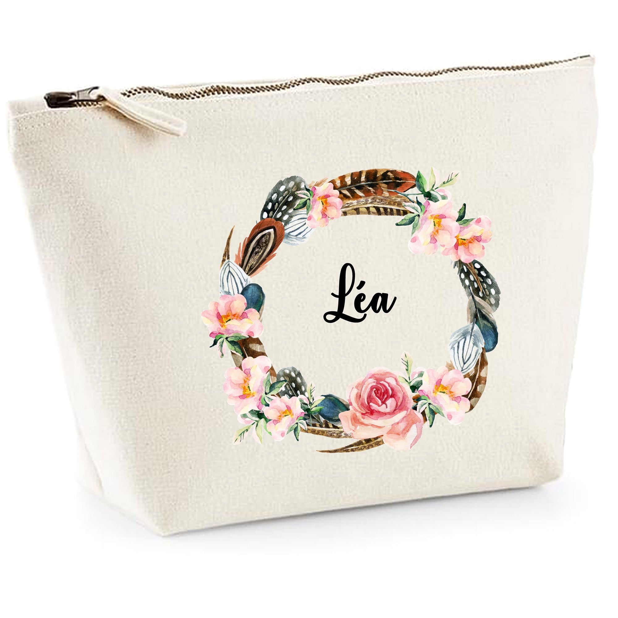 Pochette personnalisable couronne de fleurs et plumes – Cool and the bag